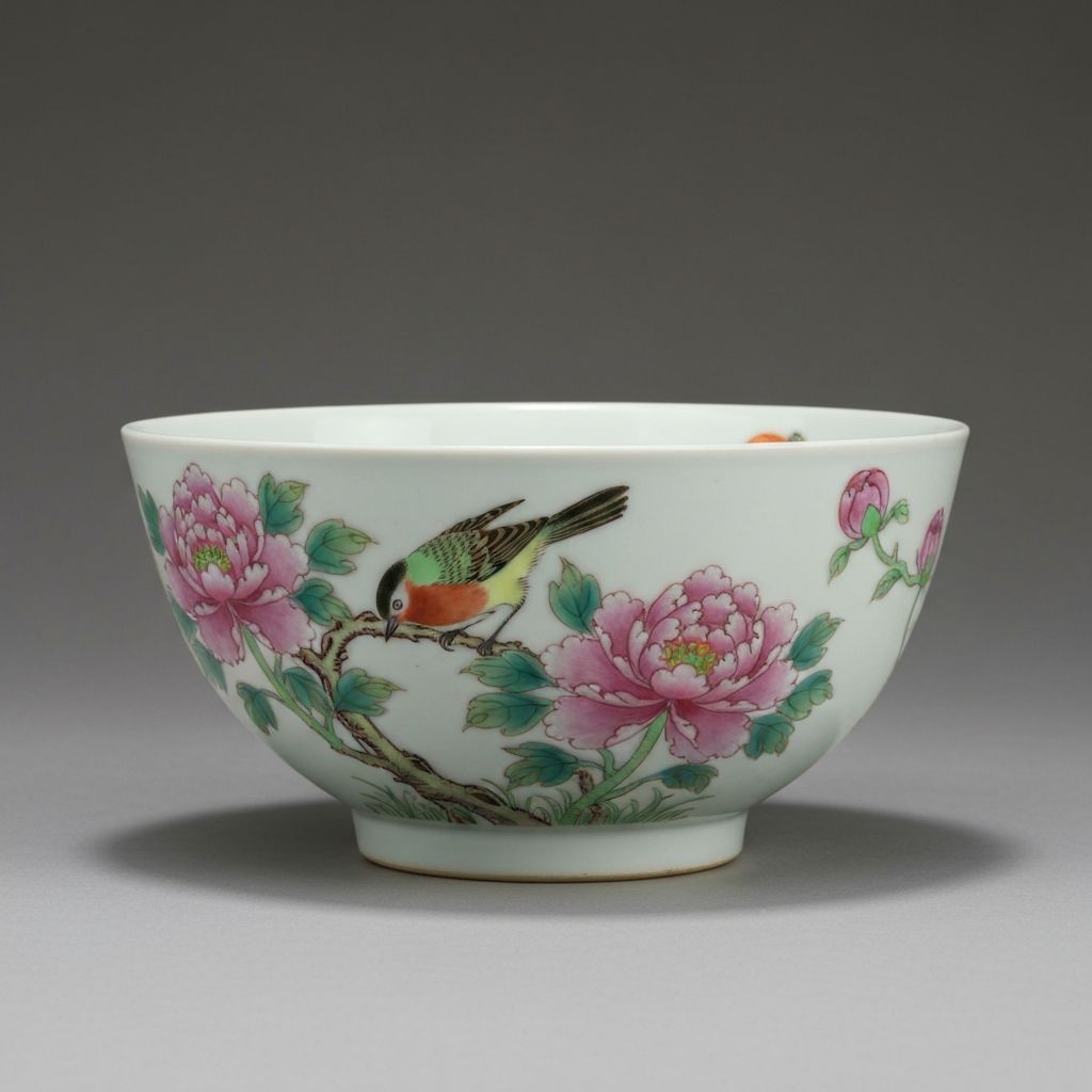 粉彩花鸟纹大碗